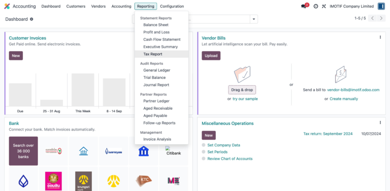 Odoo Tax Report